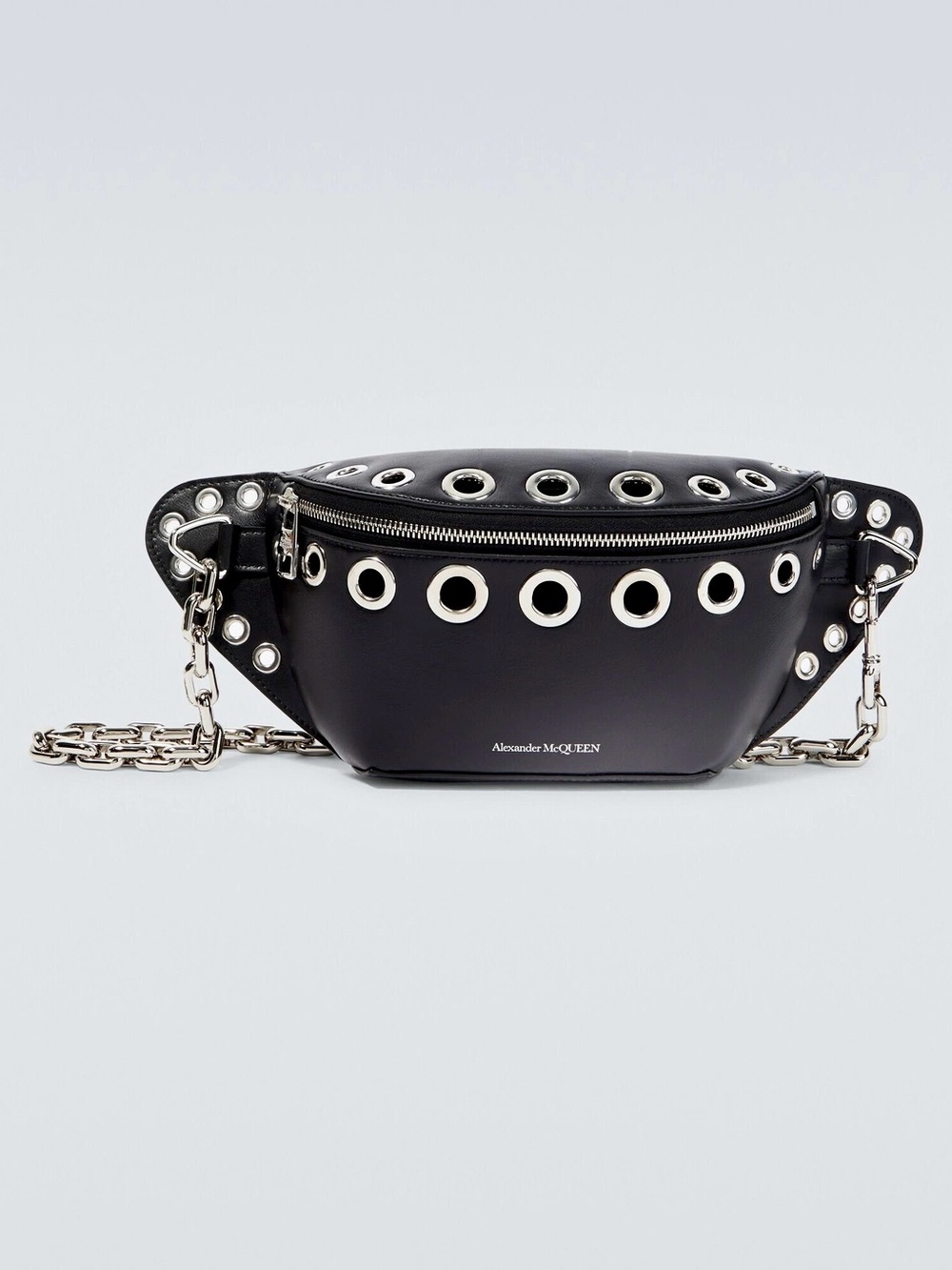 ALEXANDER MCQUEEN Men’s ‘Biker Embellished Punch-Holes Belt Bag’